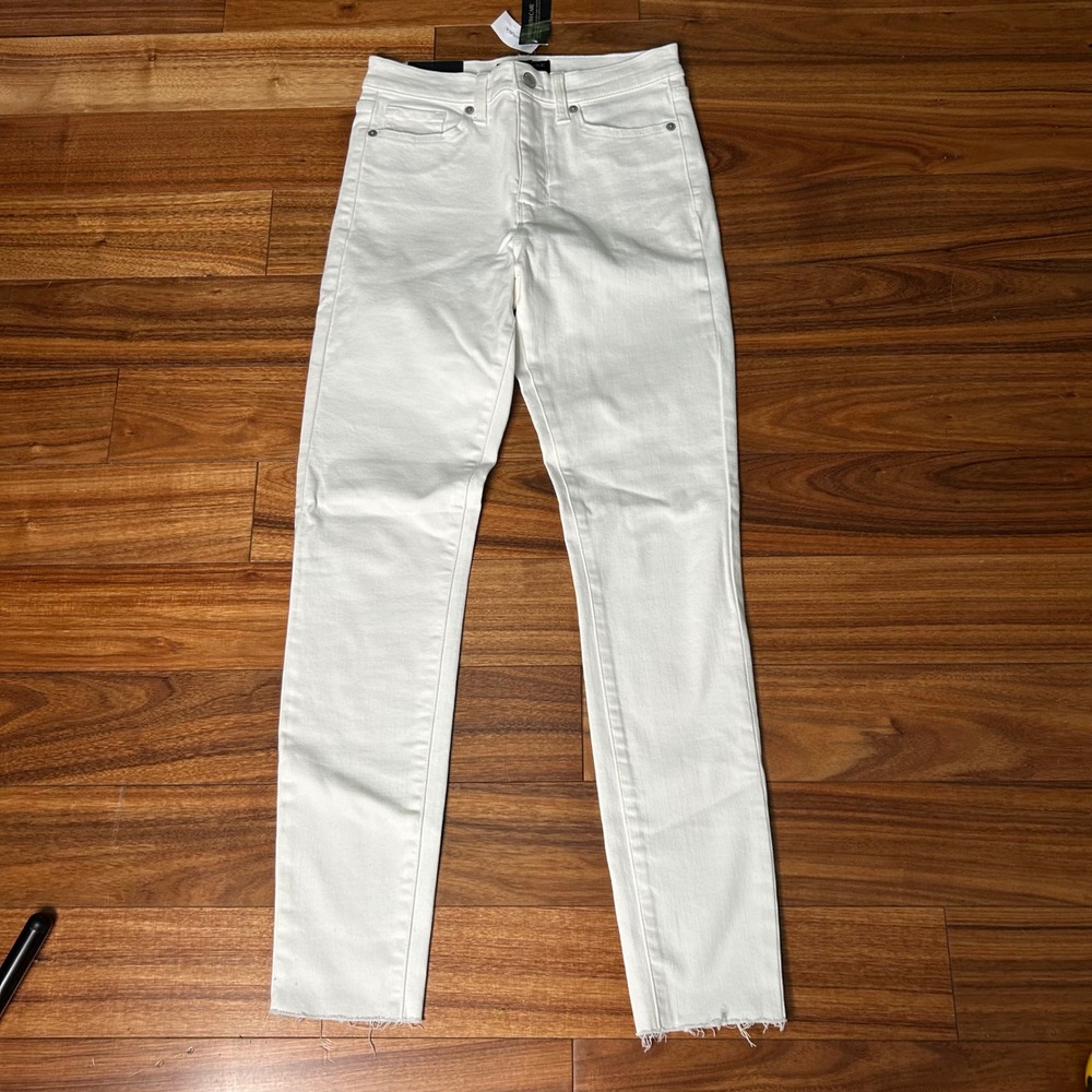Banana Republic High Rise Skinny Jeans White Raw Hem 615614-00-1‎ Size 27/4 NEW